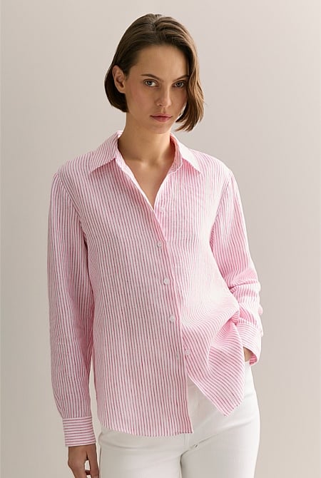 Linen End On End Stripe Shirt