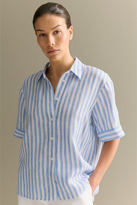 Linen Bengal Stripe Short Sleeve Shirt