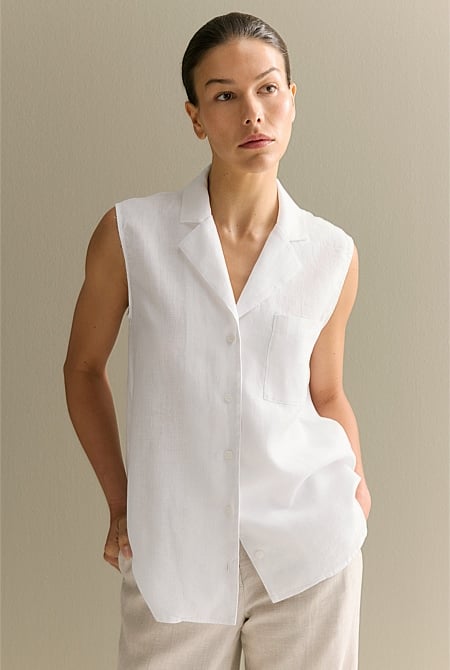 Linen Sleeveless Shirt