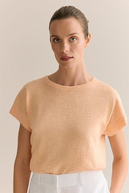 Linen Cotton Knit Relaxed T-shirt