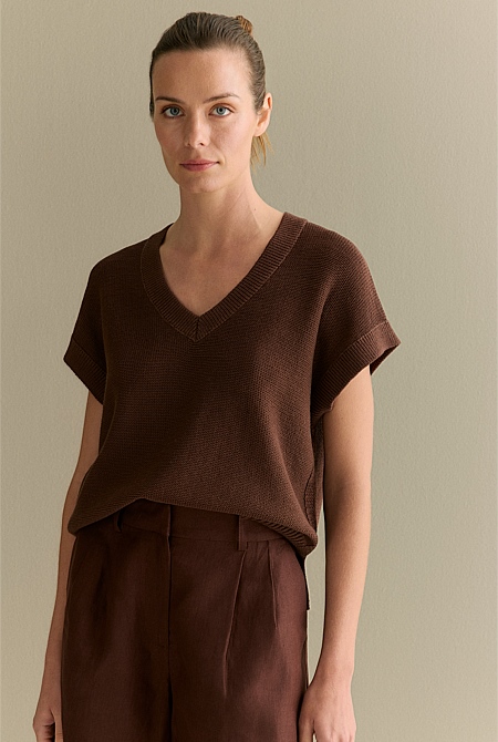 Mercerised V Neck Relaxed Knit