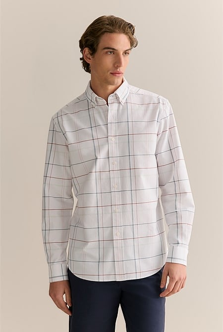 Regular Fit Yarn Dyed Cotton Check Oxford Shirt