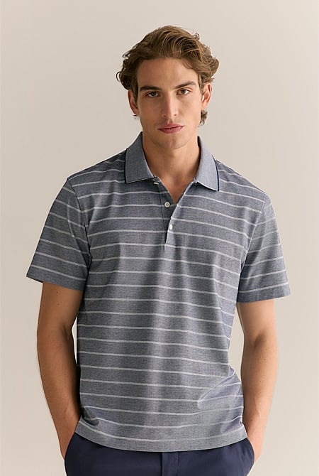 Mercerised Cotton Birdseye Stripe Polo