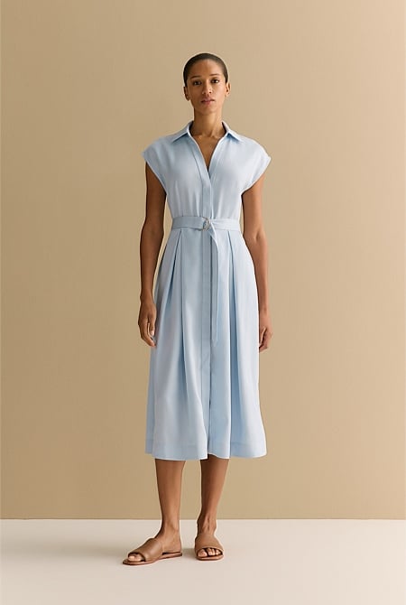 Tencel Pleated Shirt Dress