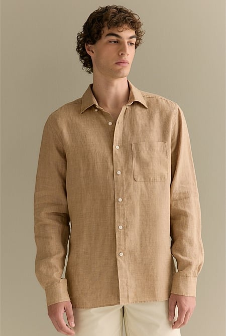 Regular Fit Delave Linen Long Sleeve Shirt