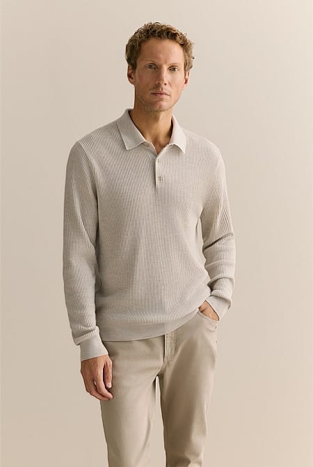 Merino Textured Rib Polo