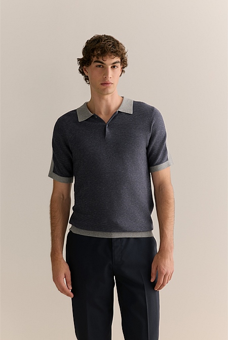 Mouline Cotton Saddle Seam Polo