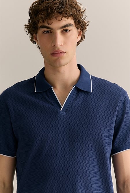 Cotton Jacquard Short Sleeve Polo