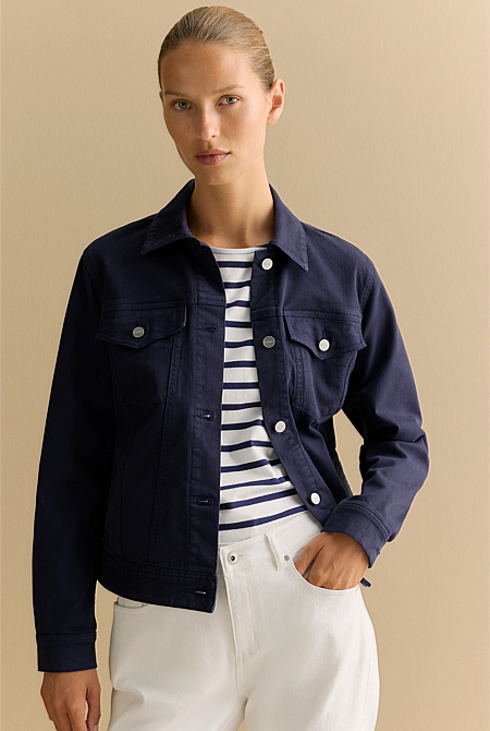 Australian Cotton Blend Garment Dyed Denim Jacket