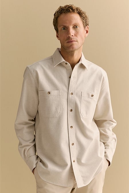 Organically Grown Cotton Brushed Twill Overshirt