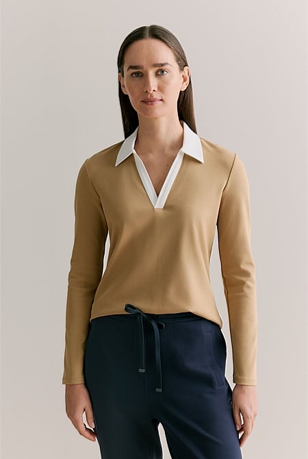 Modal Cotton Interlock Contrast Polo