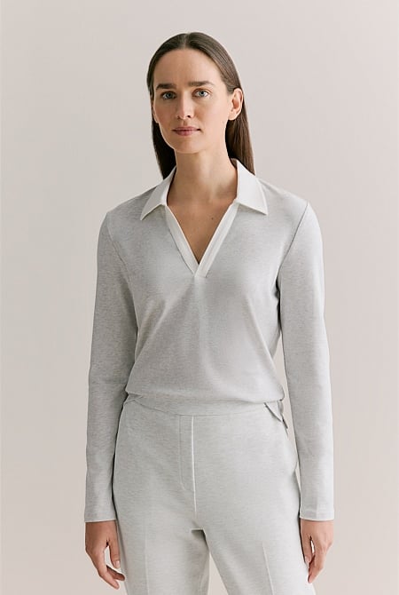Modal Cotton Contrast Collar Polo