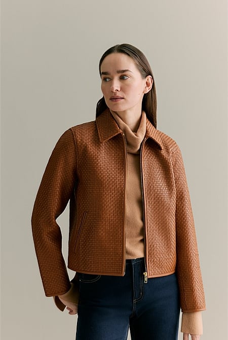 Woven Leather Jacket