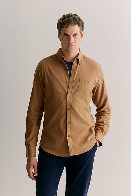 Regular Fit Cotton Herringbone Shirt