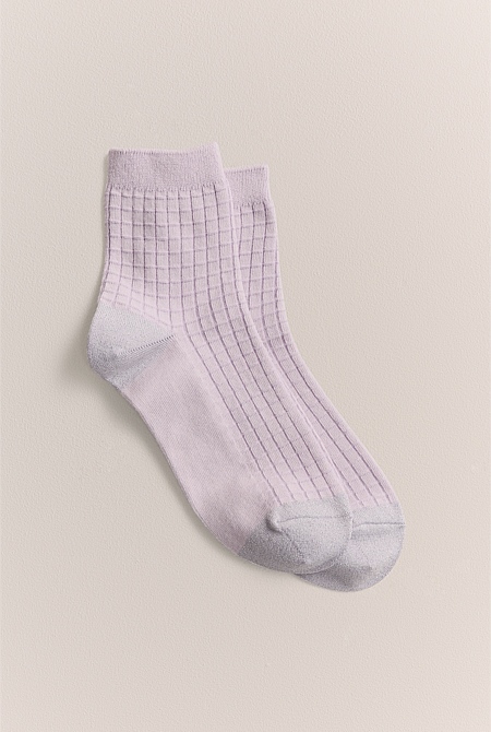 Textured Grid 1/4 Crew Sock