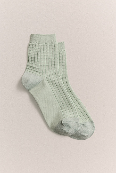 Textured Grid 1/4 Crew Sock