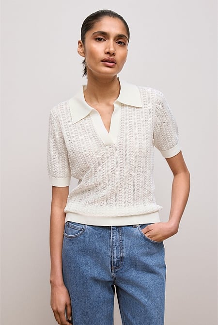 Mercerised Texture Knit Polo