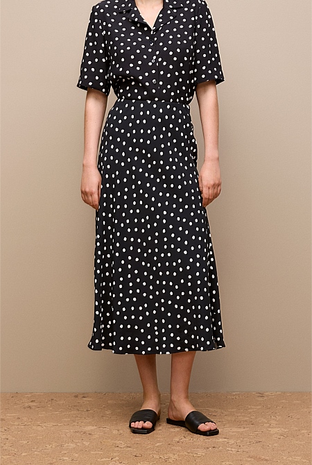 Spot Crepe Bias Cut Skirt
