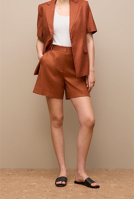 Stretch Linen Blend Tailored Short