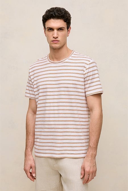 Cotton Linen Double Stripe T-shirt