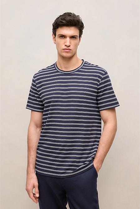 Cotton Linen Double Stripe T-shirt