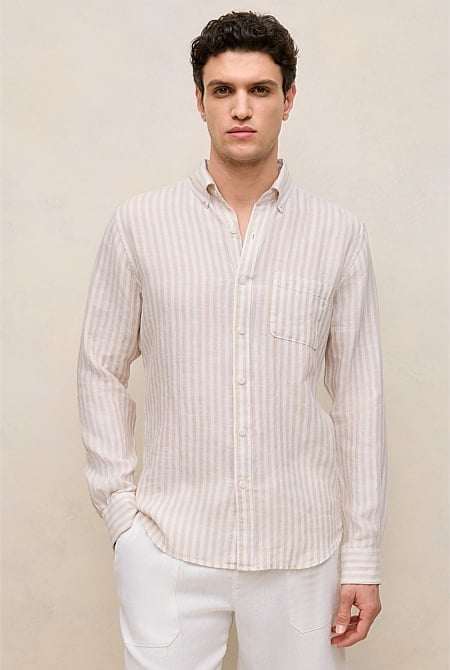Regular Fit Linen Bengal Stripe Shirt