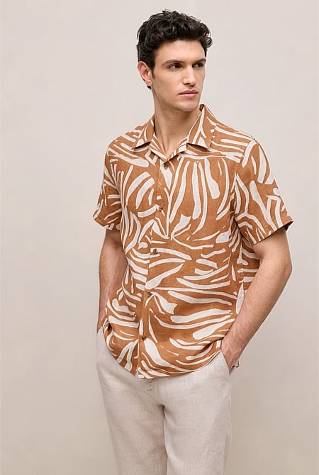Brushstroke Linen Camp Shirt