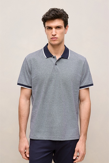 Cotton Birdseye Tipped Polo