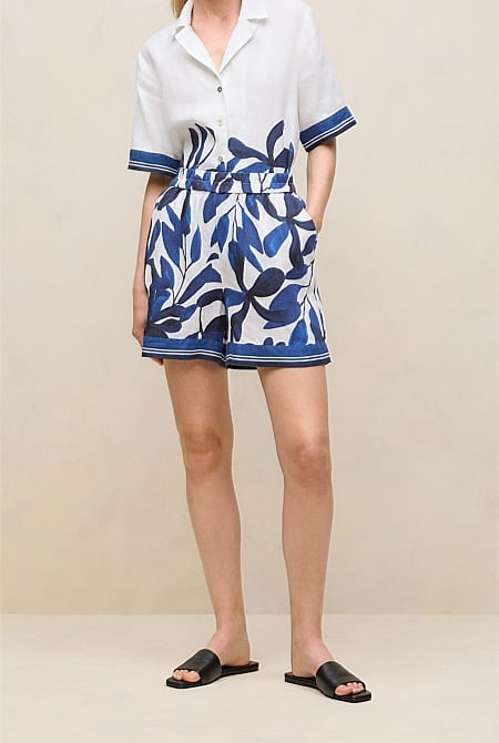 Marea Border Stripe Linen Short