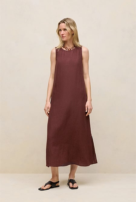 Delave Linen Sleeveless Column Dress