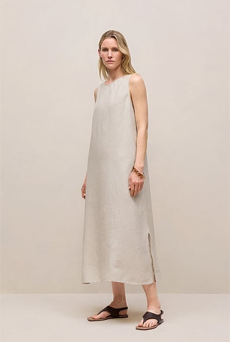 Linen Sleeveless Column Dress