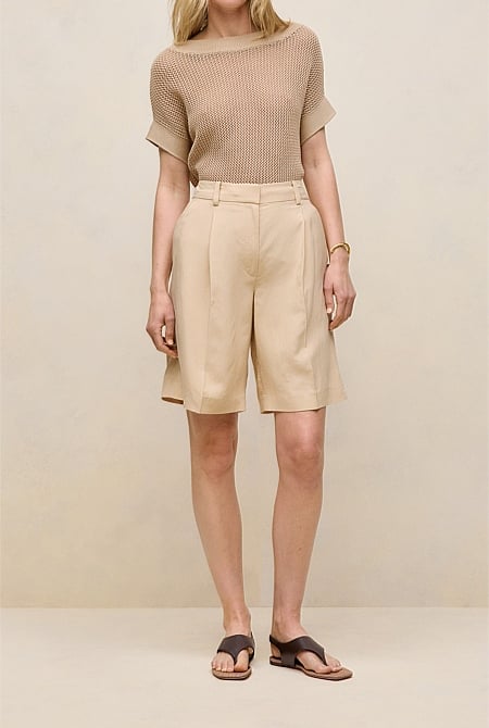 Pleat Front Longline Short