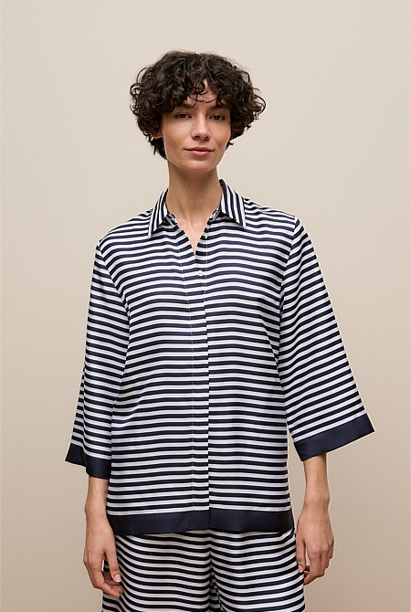 Silk Twill Stripe Shirt