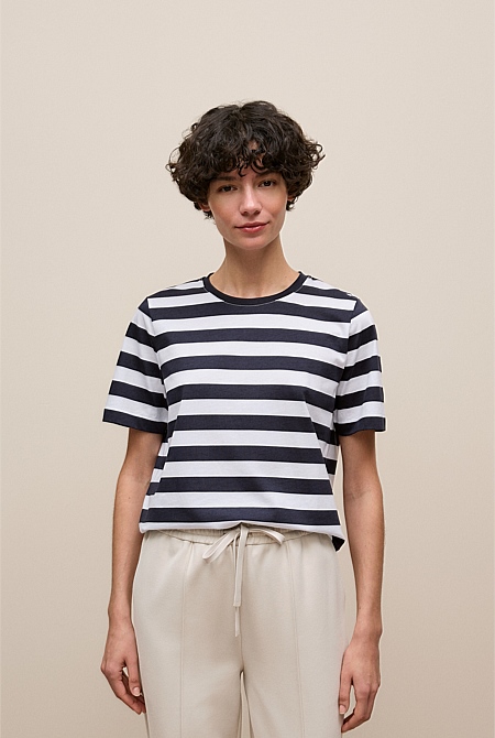Mercerised Cotton Stripe T-shirt