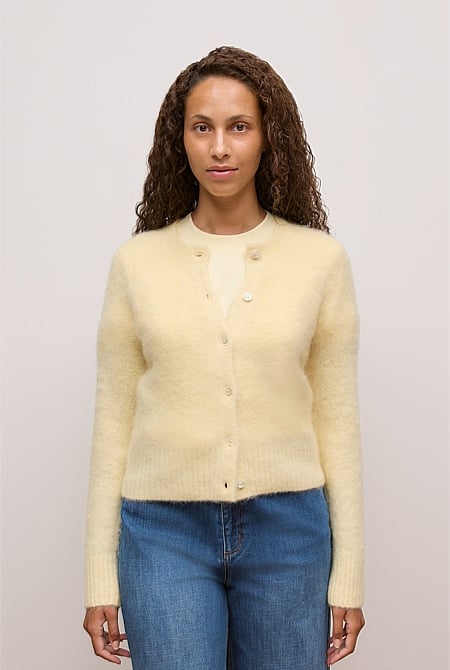 Brushed Alpaca Button Through Cardigan