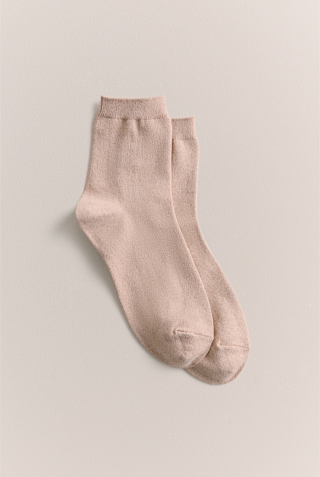 Metallic Rib Crew Sock