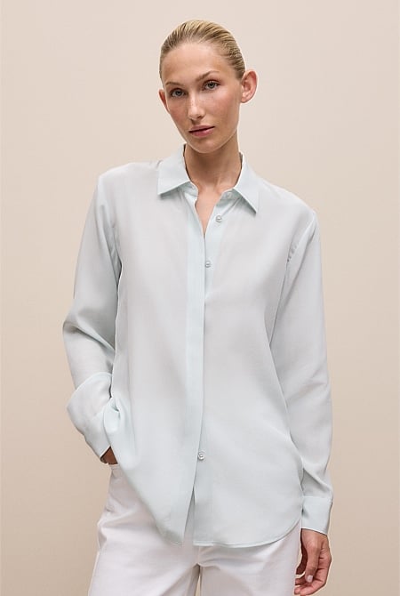Silk Concealed Placket Shirt
