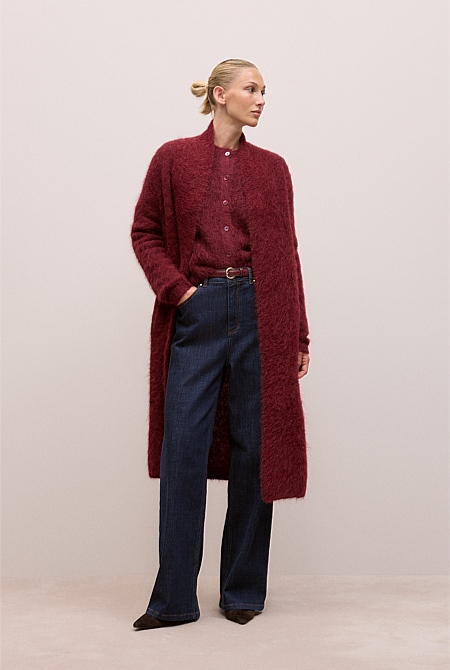 Brushed Alpaca Longline Cardigan