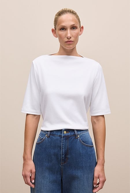 Modal Cotton High Neck T-Shirt