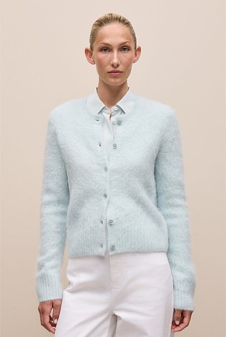 Brushed Alpaca Button Through Cardigan