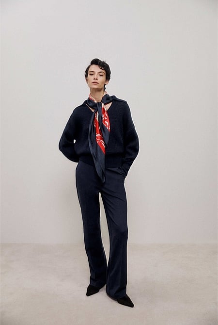 Merino Open Collar Knit