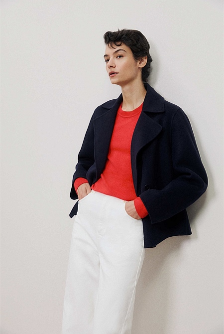Merino Cashmere Forward Shoulder Seam Crew
