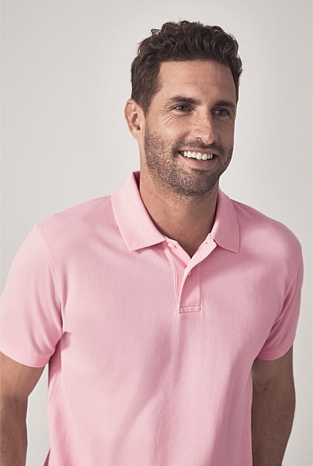 True Pink Classic Pique Polo - MEN T-Shirts | Trenery