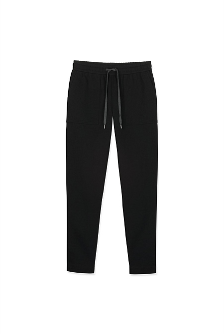 Black Cotton Ponte Lounge Pant - WOMEN Pants | Trenery