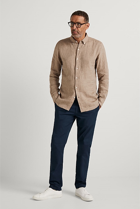 Tailored Fit Delave Linen Long Sleeve Shirt