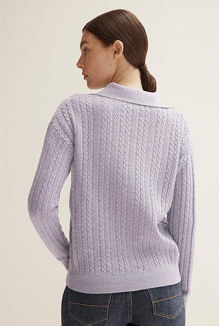 Cable Half Placket Pullover