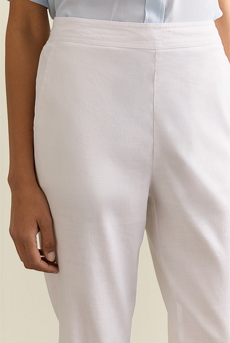 Stretch Linen Blend Pull On Pant