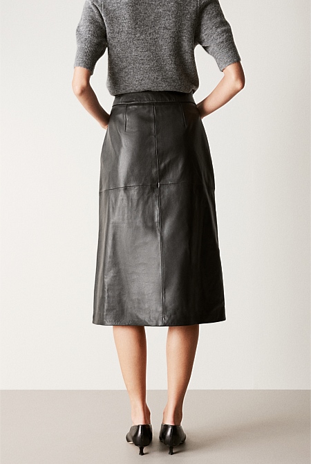 Leather A-Line Skirt