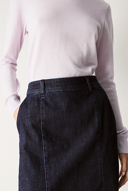 Denim Pintuck Skirt