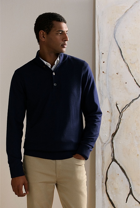 Merino Half Placket Pullover